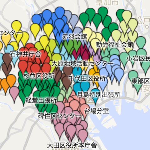 2016東京都知事選期日前投票所マップ